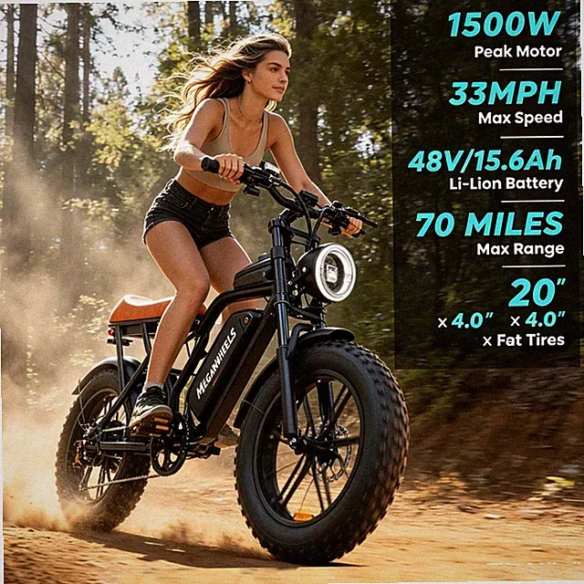 20" Fat Tire electric bike 1500W 33MPH 60MILE Off-Road mountainEbike for Adult