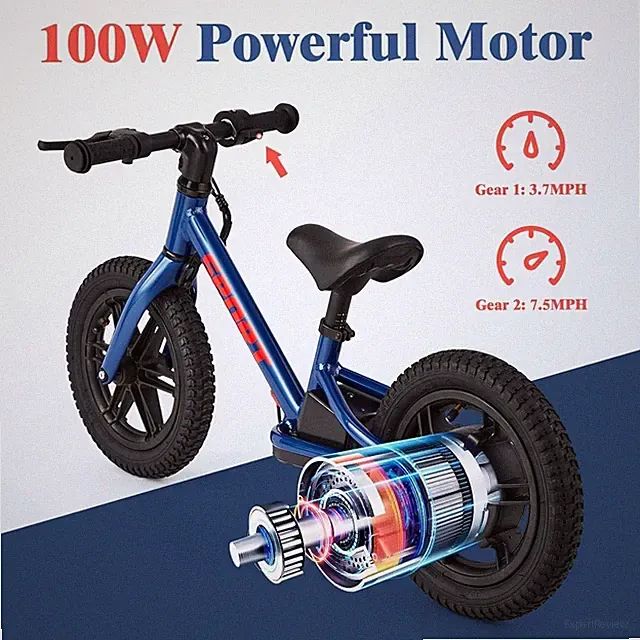24V 100W Electric Bike for Kids 3-5 Yrs w/12" Inflatable Tire & Adjustable Seat